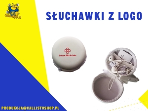 Bezprzewodowe słuchawki douszne w etui z logo 1000+ szt  